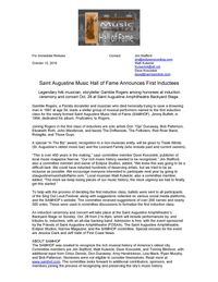 St. Augustine Music Hall of Fame (SAMHOF) inaugeral induction ceremony and concert