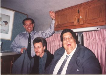 On the Lester's bus, Brian Lester, John Tramel, Big Mo Ostrander.
