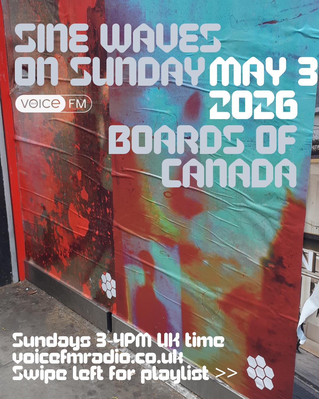 Sine Waves on Sunday flyer for May 3rd, a Boards of Canada special.