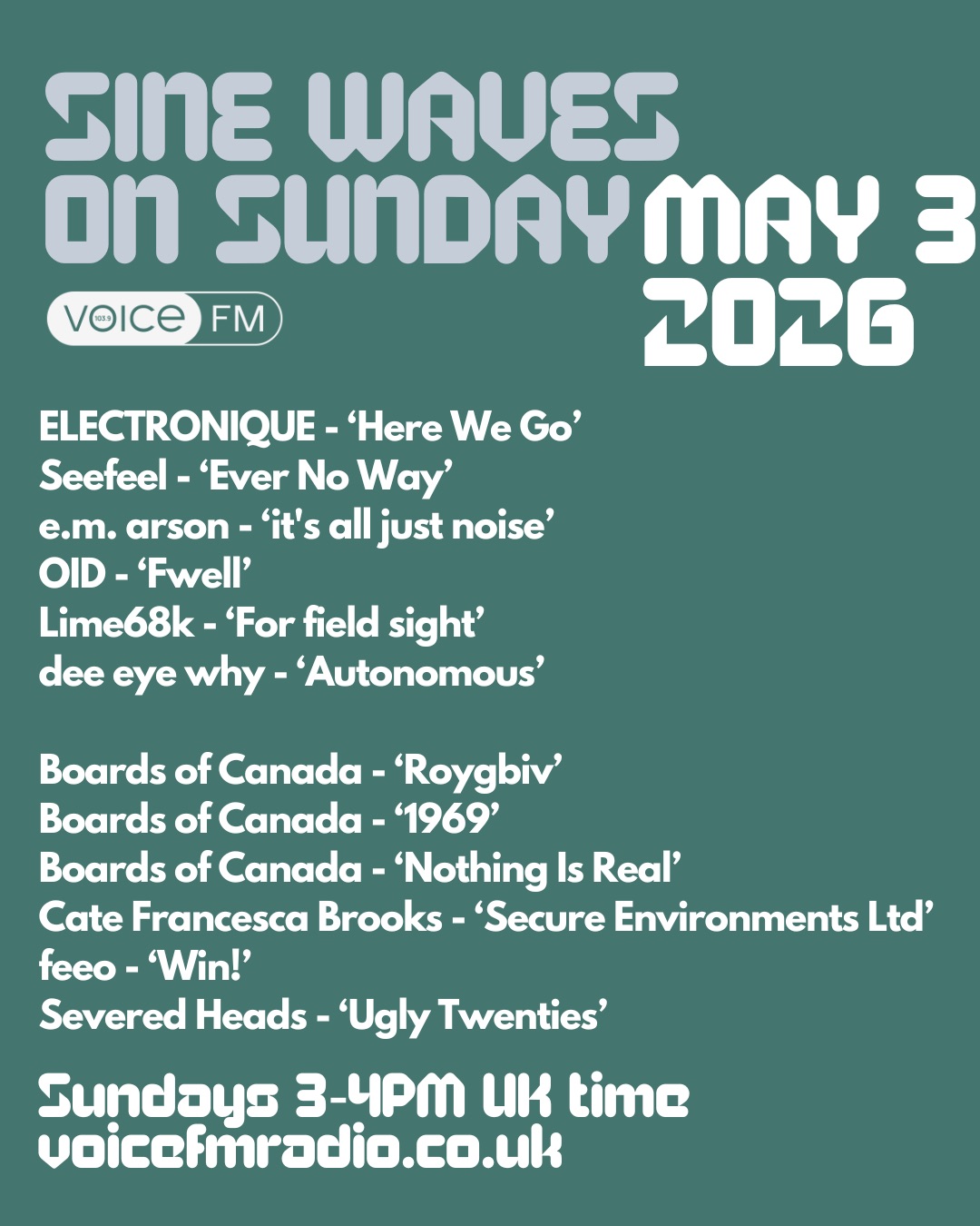 Sine Waves on Sunday playlist for May 3rd, a Boards of Canada special.