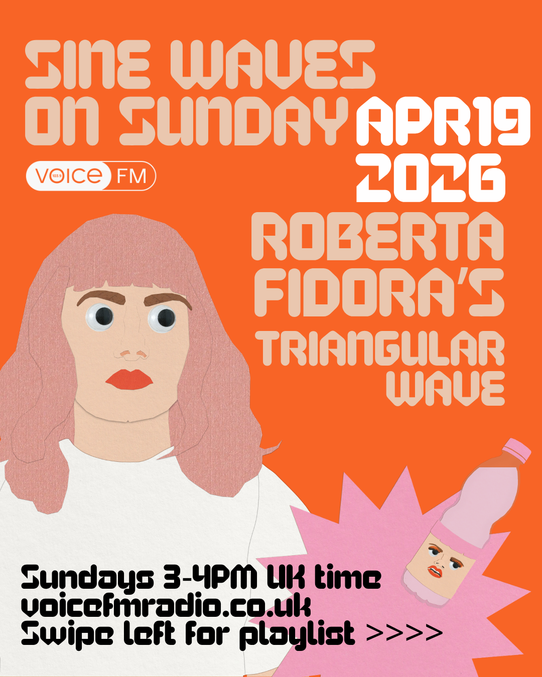 Sine Waves on Sunday flyer for April 19th 2026.