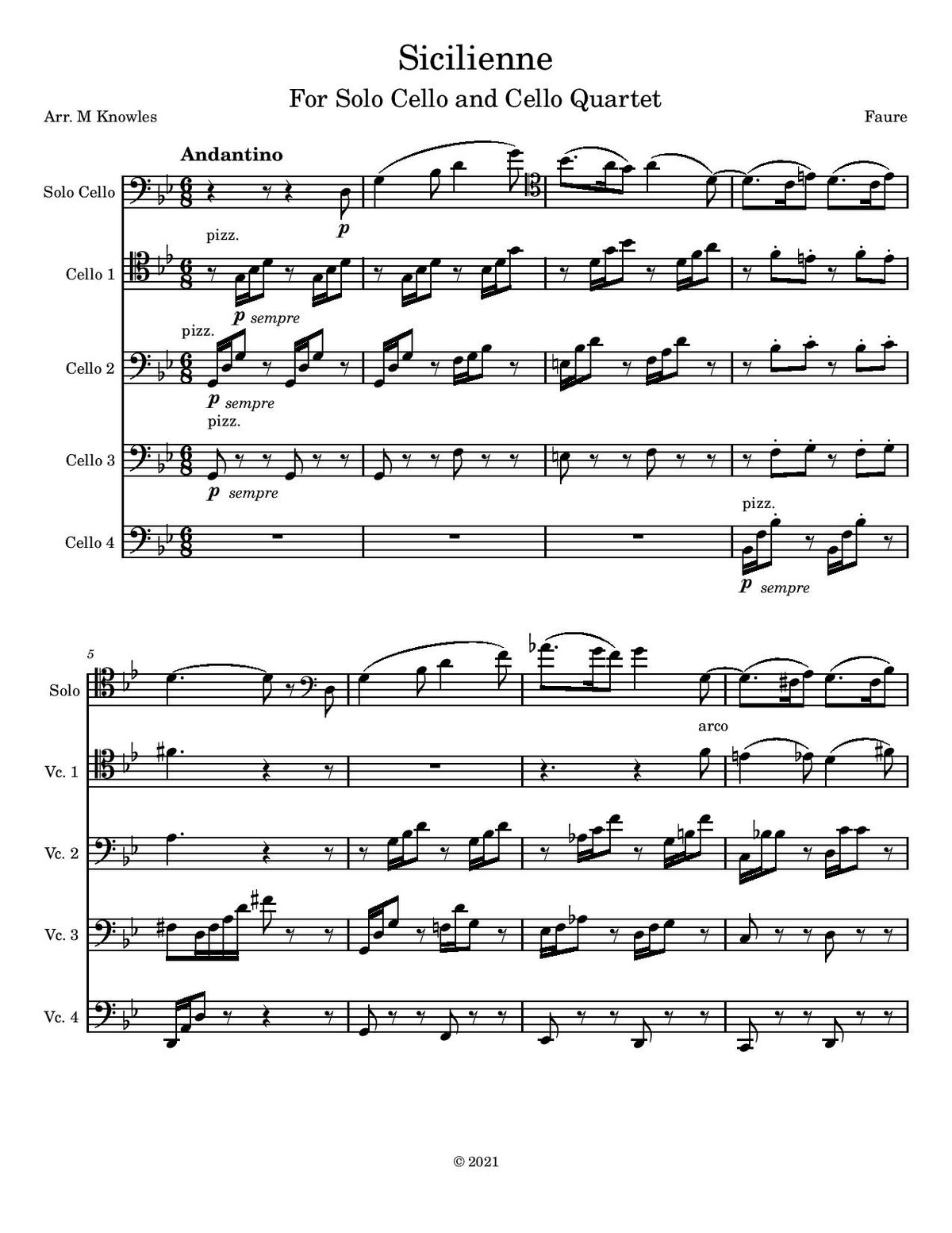 Sicilenne for Solo Cello and Cello Ensemble