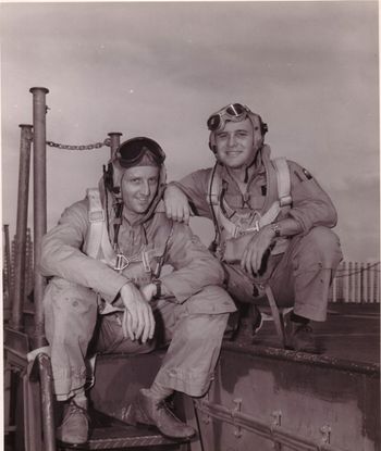 Dad and Gus Hanging out on the Carrier
