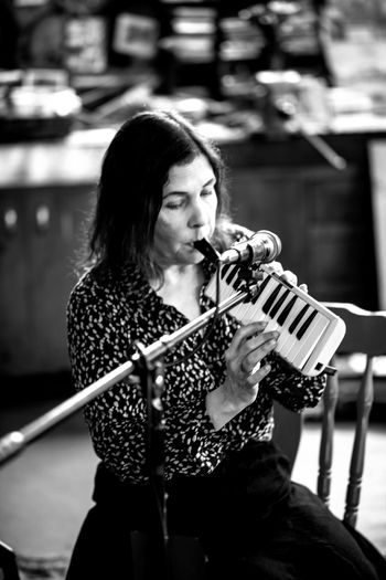 Sheela Das playing the Pianica for The new John McGrail Trio at the Jenks 1929 Bldg.
