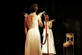 George Sand's GABRIEL — Mirror — Brandon Fox and Nicole King Christopher Cartmill (director), Maximo Grano de Oro (lighting design), Sophie Philips-Roberst (costume design), Dave Mortelito (set design) photo by Allegra Heart.
