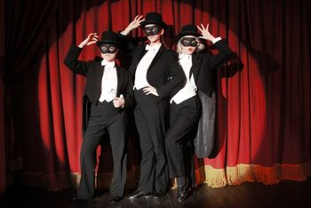 George Sand's GABRIEL — Three Maskers — Simone Grossman, Shay Guthrie and Annie Unger Christopher Cartmill (director), Maximo Grano de Oro (lighting design), Sophie Philips-Roberst (costume design), Dave Mortelito (set design) photo by Allegra Heart
