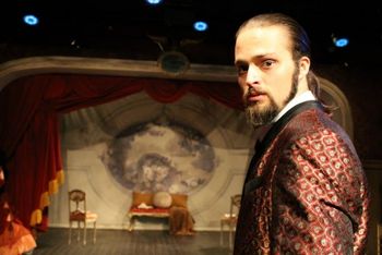 George Sand's GABRIEL — Astolpho — Nathan Edmondson. Christopher Cartmill (director), Maximo Grano de Oro (lighting design), Sophie Philips-Roberst (costume design), Dave Mortelito (set design) photo by Allegra Heart
