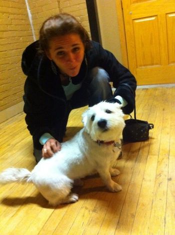 Petting Winston at Hide House before our Peace Prayer video shoot
