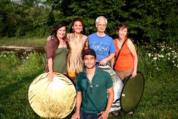 Behind the scenes crew for river scene in Peace Prayer music video (Jackie Ratcliffe, Ragani, Dale Buegel, Tamara Gibbs, Eddie Poser (master videographer)
