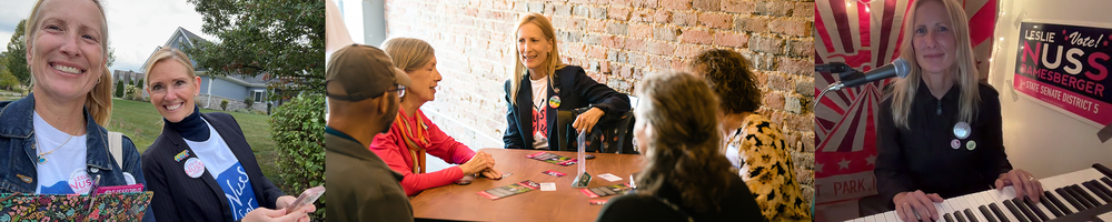 Photos of Leslie Nuss campaigning for the Indiana State Senate in 2024.
