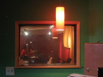 In the recording studio with Mitch White on drums
