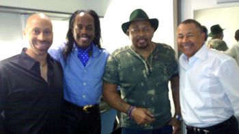 DJ, Verdine White, Aaron Neville, Ralph Johnson backstage, Nokia Theatre, Los Angeles.
