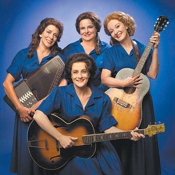 July 2005. Cast of "Wildwood Flowers: The June Carter Story," Carlene Carter (left) as her mom, June Carter. Lorrie Davis Bennett (back center) as her mom, Anita Carter. Janet McMahan (right) as Helen Carter. Gina Stewart (front) as Mother Maybelle Carter.
