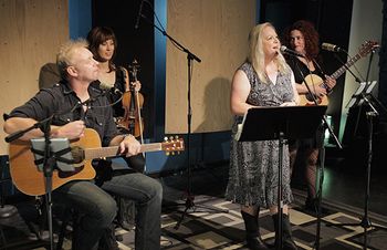 NLB cd release 9 Jeffery Marshall, Aubrey Richmond, Carla Buffa and I. I've seen that look from Mr. Marshall before, he's about to give me a bad time. From the No Longer Broken cd release party at Ultimate Studios.
