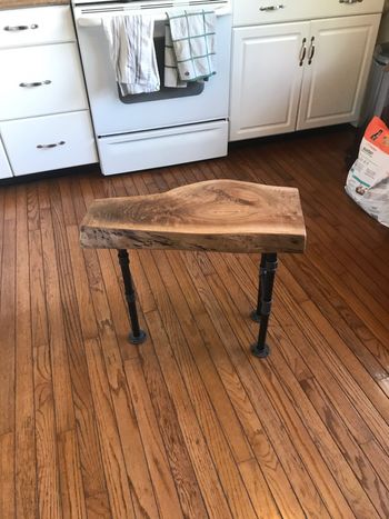Black Walnut Stool w/ Steel Pipe Legs

