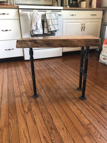 Black Walnut Stool w/ Steel Pipe Legs
