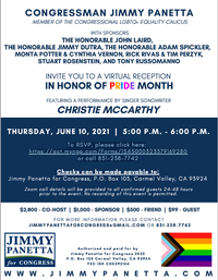 Virtual fundraiser for Congressman Jimmy Panetta