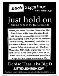 just hold on book signing and singing!