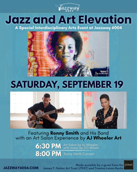 Jazz and Art Elevation-guitarist Ronny Smith with visual art by AJ Wheeler