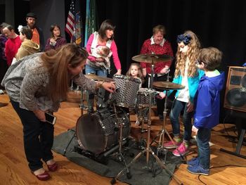 Lego_Drum_Set_Informance_at_HVCC_041317_photo_101 3 of 3 Inviting audience members to get an up close and personal look of my Lego Drum Set during my Informance at Hudson Valley Community College
