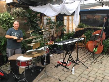 One of the most beautifully quaint and unique venues on the planet, owned and operated by the nicest and kindest souls and their staff.  It is both a fully featured nursery as well as a 5 star restaurant: Origins Cafe.  On this day I was very fortunate to be performing with Michael Benedict on mallets and Evan Jagels on upright bass 1 of 11
