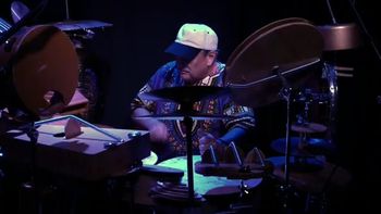 Improvisational trio TreeYO! L to R featuring Ken Lovelett; Drums 3 of 4
