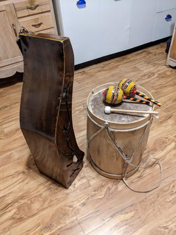 Instruments I used on a beautiful recent recording by Bill Kaman.  Recorded by Matt Smith both gentleman are based in Austin, Texas.  I love the technology we have so that I could do this in my studio in New York State L to R Boombakini, Bombo, and Maracas
