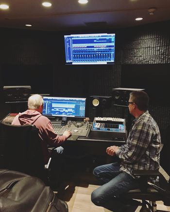 Pete & Allan mixing the new cover tune. Stay tuned!
