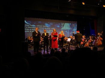 Singers: Thomas, George, Tara, and Ellie leading the sing-along portion of the concert with the Chagrin Falls Studio Orchestra
