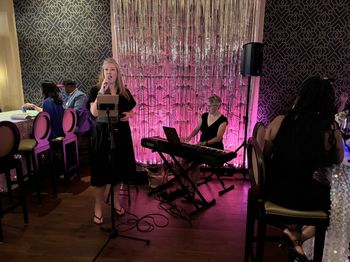 Tara & Karin playing some '80's hits for the "Ladies of the '80s" VIP Party at BIN 216
