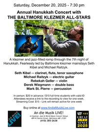 Annual Hanukkah Concert with The Baltimore Klezmer All-Stars (livestream)