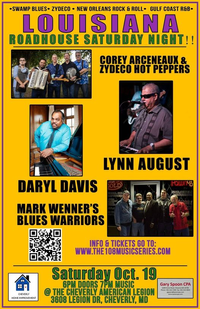 Louisiana Roadhouse Saturday Night (Lynn August, Daryl Davis, Corey Arecneaux, Mark Wenner, and more)