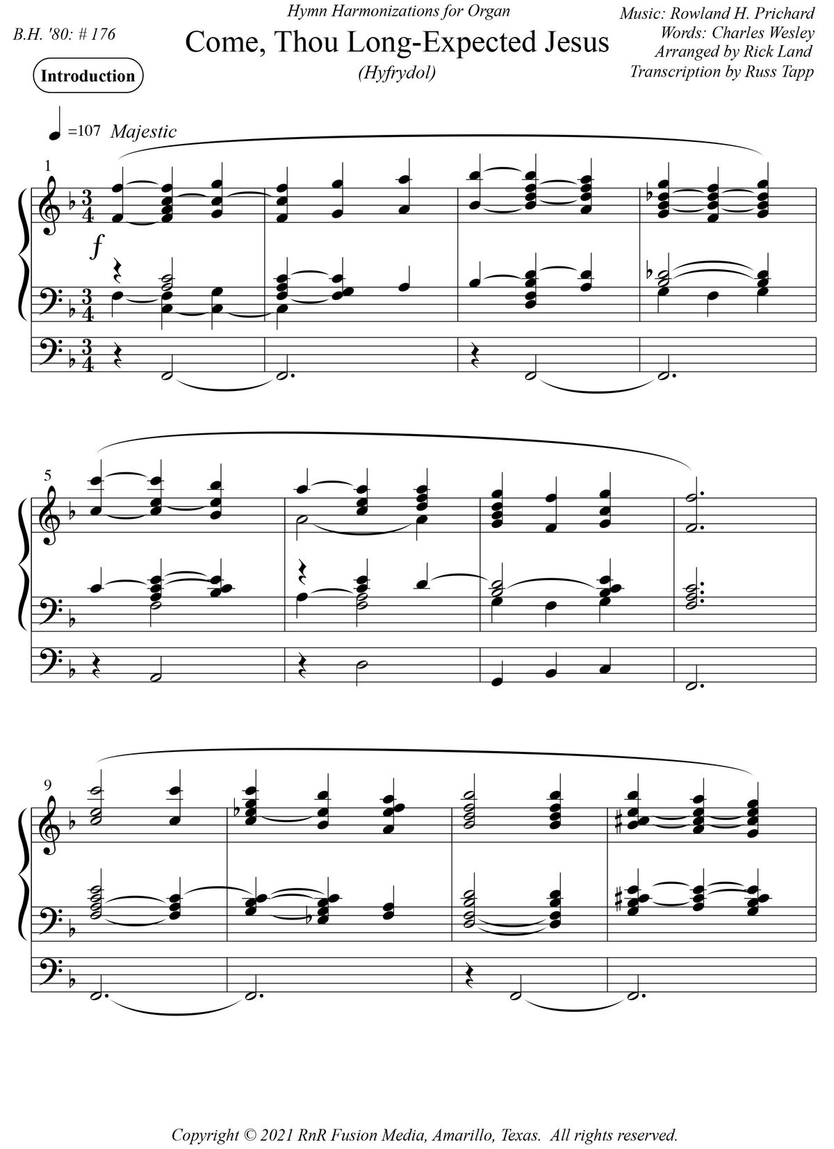 COME THOU LONG EXPECTED JESUS (HYMN HARMONIZATION)