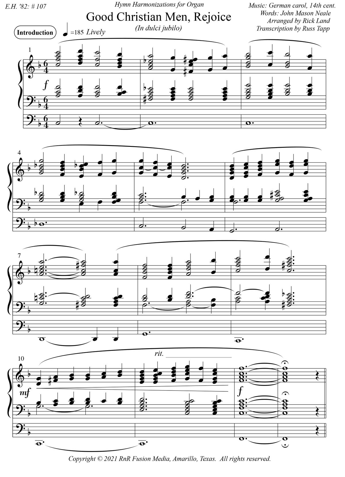 GOOD CHRISTIAN MEN REJOICE (HYMN HARMONIZATION)