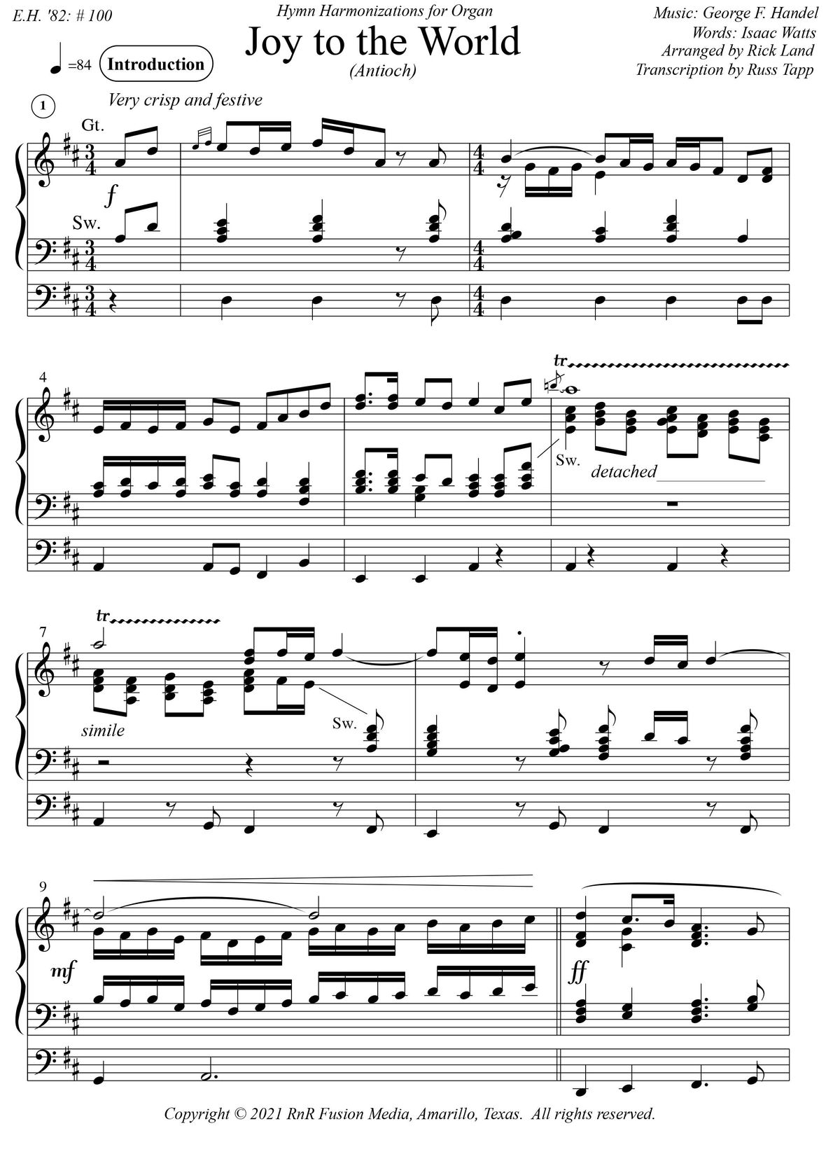 JOY TO THE WORLD (HYMN HARMONIZATION)