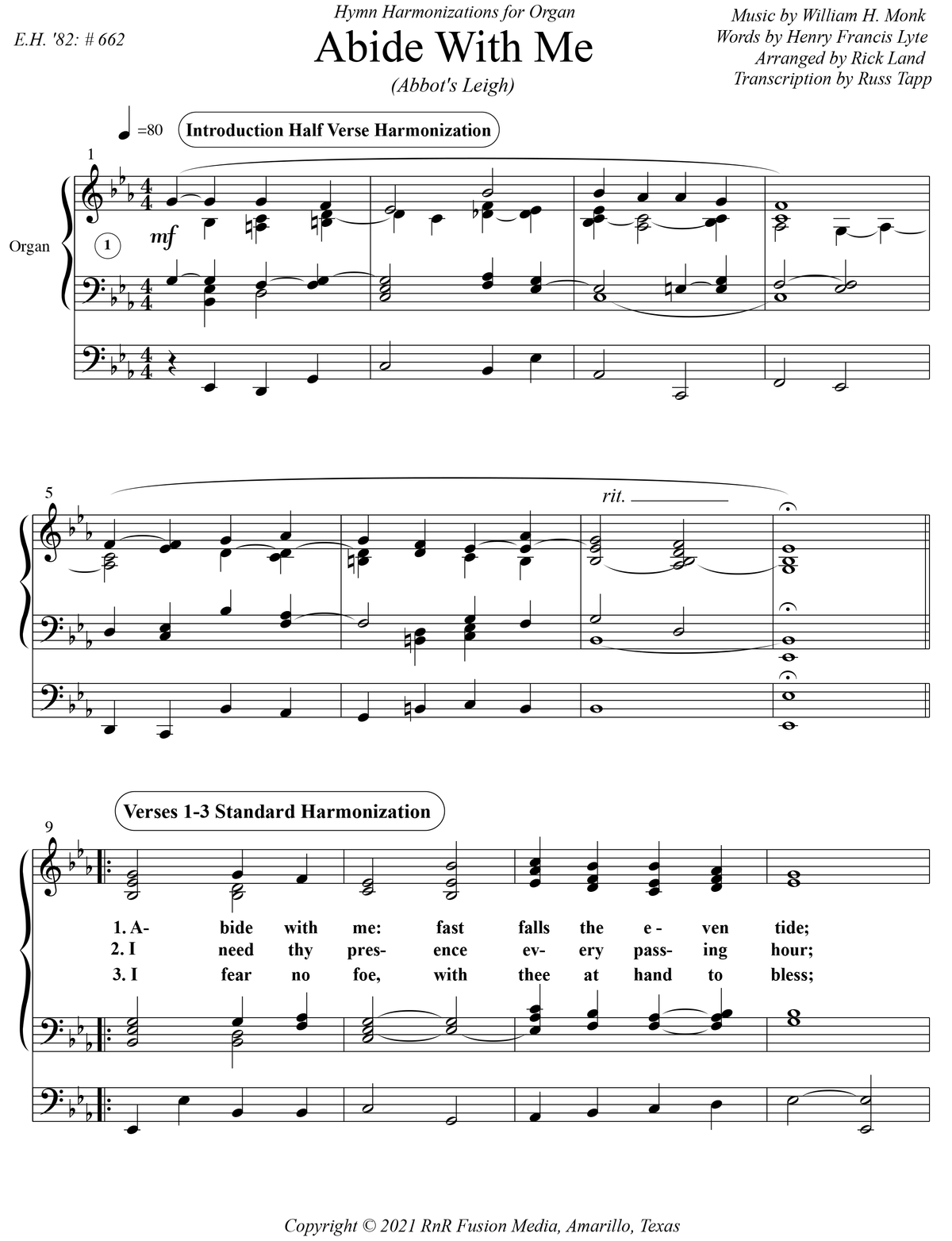 ABIDE WITH ME (HYMN HARMONIZATION)