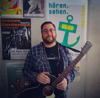 In the studio at radio station Oldenburg Eins in Oldenburg, Germany.
