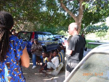 Singing with the children.
