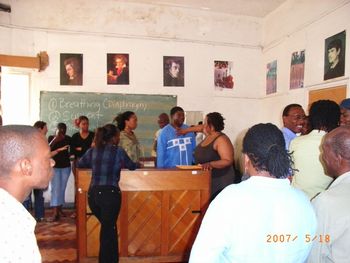 Kudisan Kai in the middle of her voice clinic.
