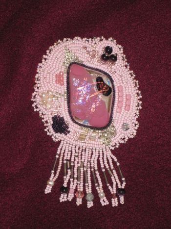 BROOCH- Pink Dichroic Cab

