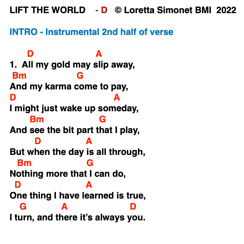 Lift the World - lyrics & chords