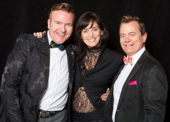 Randall MacDonald & Darcy Kaser hanging out with Chantel Kreviazuk at the PJ Party Fairmont Jasper Park Lodge April 9, 2016
