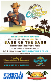Tim's first CO-PRODUCED music festival. Homestead Fl. ON THE BEACH