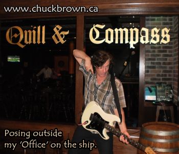 Posing in front of the Ship's pub
