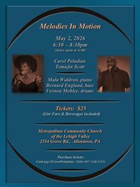 Accompanying vocalists, Carol Poladian & Temujin Scott