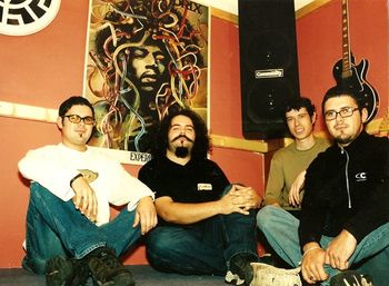 Simon and the lads in the studio.
