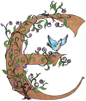 E with Vines Illustration (Johanna Burr, daughter) from The Dragon KIng www.thedragonking.com
