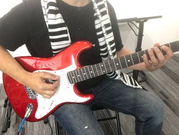 Laying down some guitar tracks
