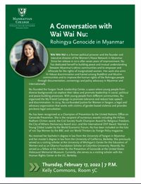 A Conversation with Wai Wai Nu: Rohingya Genocide in Myanmar