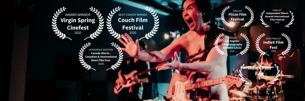 Award-winning short film trilogy "2019", "2019 II", and "2019-2020" by Kentaro Saito official banner with film festival laurels.